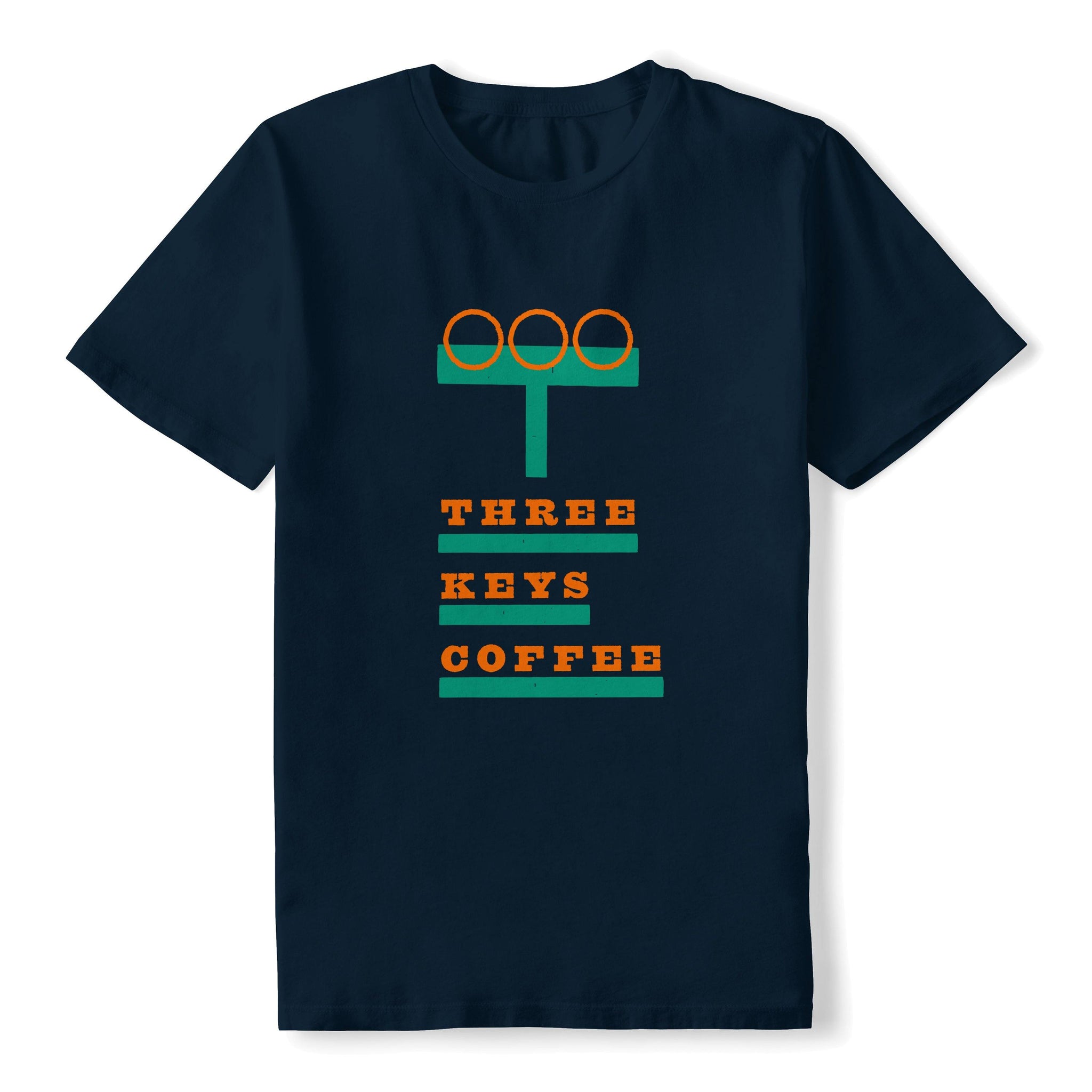 3KC Trumpet Logo Tee - Navy - Three Keys Coffee